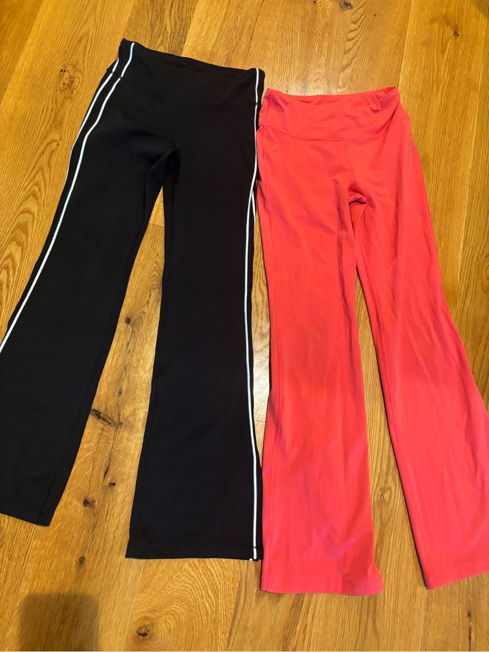 Athleta Boot-Cut Active Pants in Black & Coral